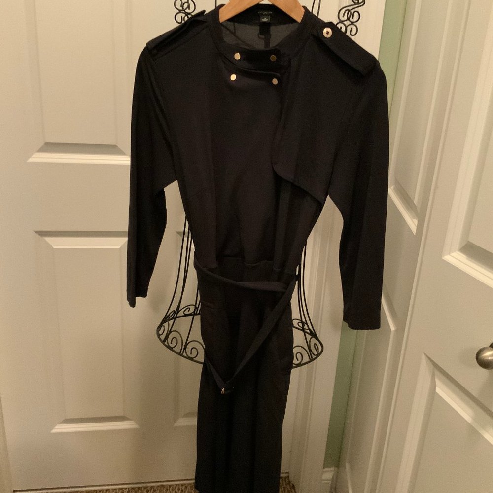 Ann Taylor Black 3/4Slv Military Style Dress Sz 12